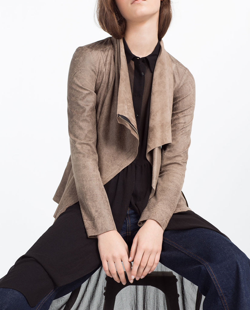 FAUX SUEDE OVERSHIRT