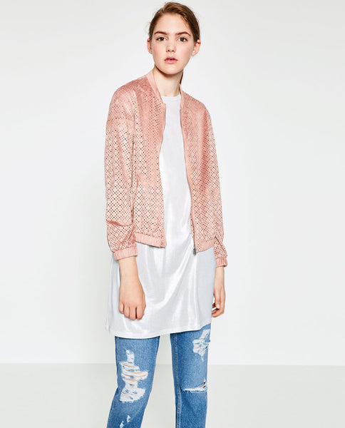 CUT-WORK BOMBER JACKET