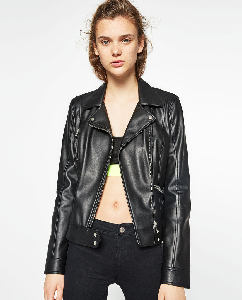 FAUX LEATHER BIKER JACKET