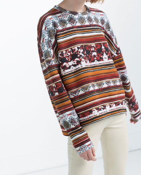 TEXTURED WEAVE SWEATSHIRT