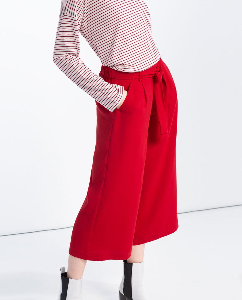 CROPPED FLOWING STRIPED TROUSERS